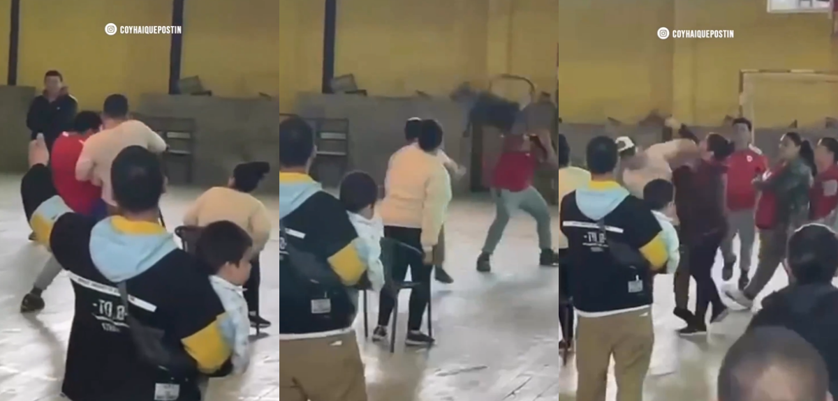 Captan fuerte pelea en Balmaceda entre dos participantes de silla musical: fueron eliminados