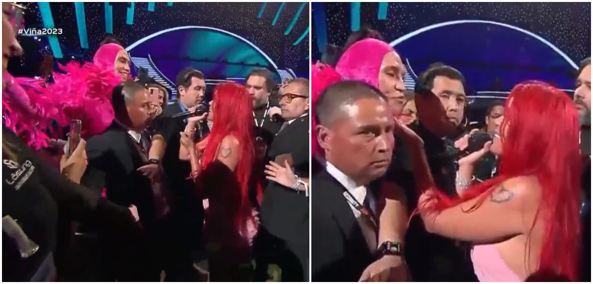 Karol G dejó pagando a Di Mondo: influencer quiso darle un beso en medio de show y no tuvo respuesta