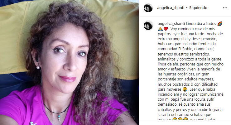 Angélica Sepúlveda relató su angustia por incendio cerca de campo de sus padres: "Me aferré a Dios"
