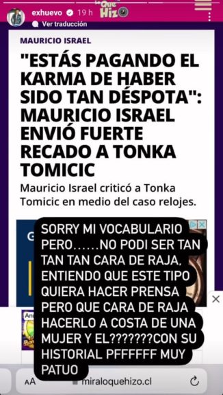Daniel Fuenzalida reaccionó a dichos de Mauricio Israel contra Tonka Tomicic.