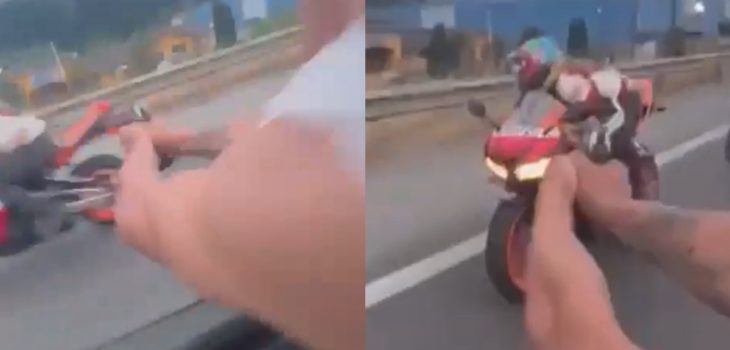 Impactante video desde auto en movimiento muestra a hombre disparando a motociclista en Coronel