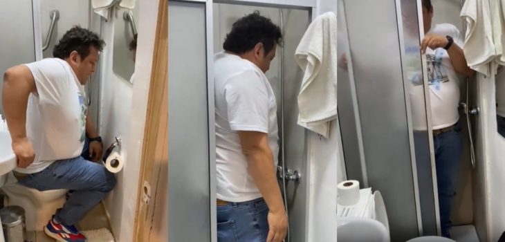 Viral de baño pequeño en hostal de Concepción