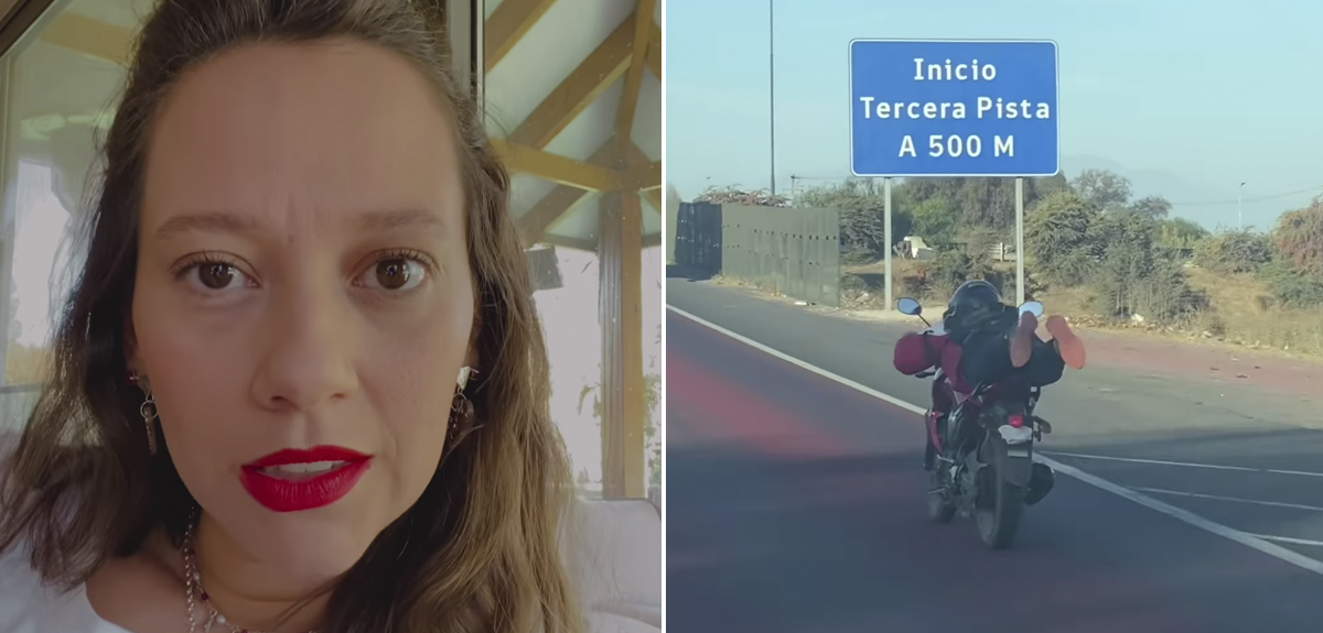 Ingrid Parra denuncia imprudente actuar de motociclista en la carretera