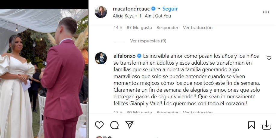 Alfredo Alonso mensaje Macarena Tondreau