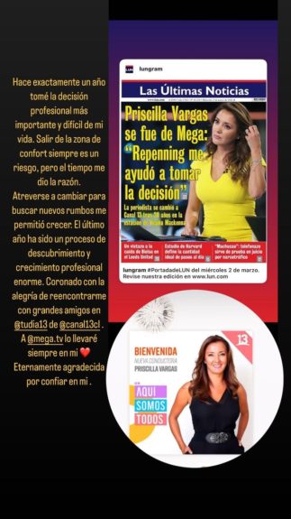 Priscilla Vargas hizo balance a un año de su llegada a Canal 13: "Eternamente agradecida"