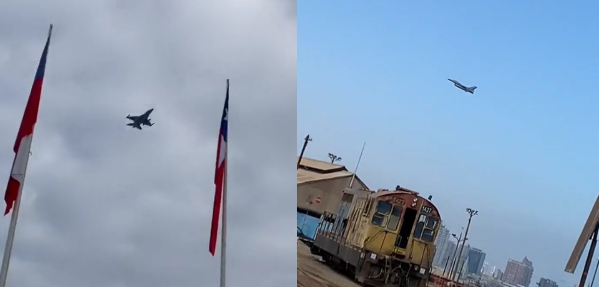 Vuelo rasante de caza F-16