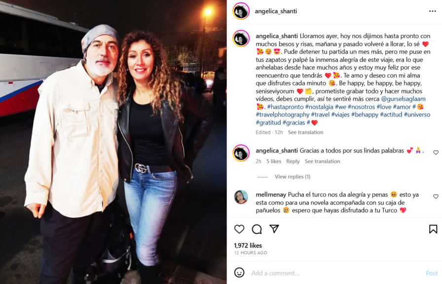 Angélica Sepúlveda compartió sentida despedida a su novio turco: "Nos dijimos hasta pronto"