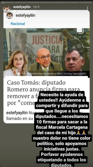 El desesperado llamado de madre de Tomás Bravo para remover a fiscal Cartagena.