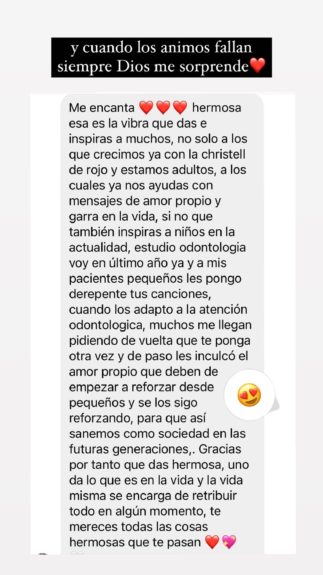 mensaje buena onda Christell Rodríguez