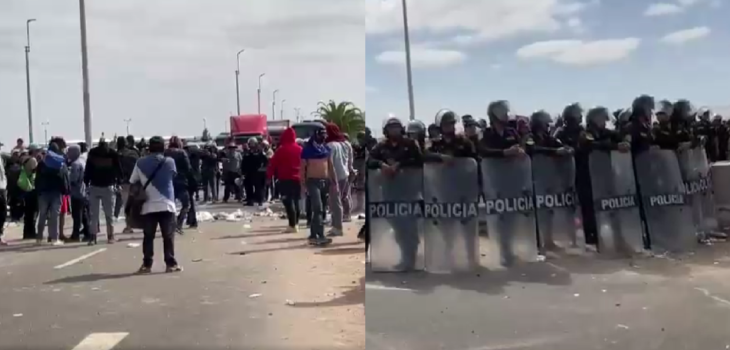 Migrantes se enfrentan a piedrazos en frontera de Chile con Perú.