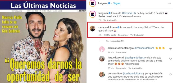 Reacción de Carla Pardo a la relación de Pinilla y Gala