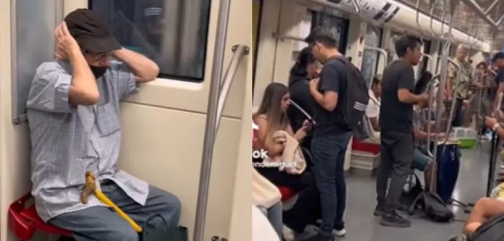 Video viral abre debate y polémica sobre músicos en Metro: muestra a adulto mayor tapándose oídos