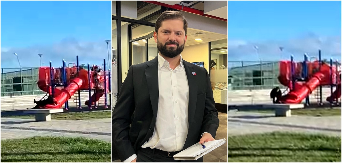 Gabriel Boric reaccionó a chascarro en tobogán donde quedó atrapado: 