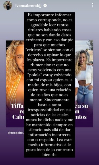 Iván Cabrera reconciliación Titi Magrini esposa