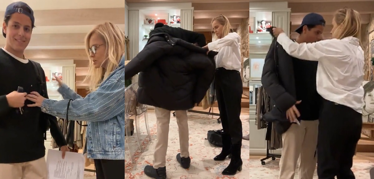 Máximo modeló ropa de Cecilia Bolocco en Live