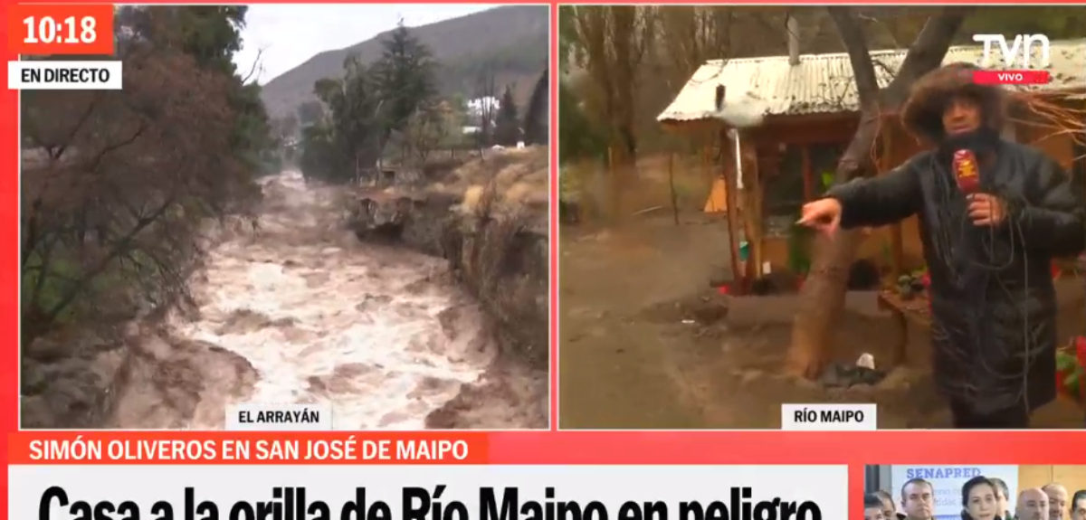 Simón Oliveros vivió tenso momento en despacho desde el Río Maipo: “¡Salgamos de acá!”