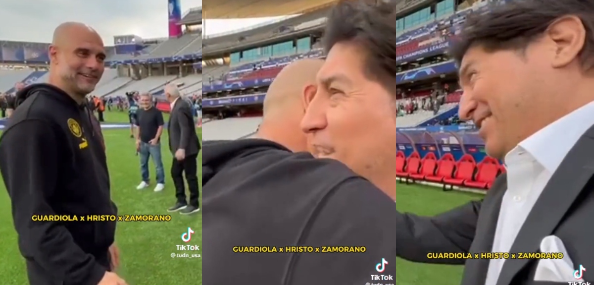 Iván Zamorano y Pep Guardiola previo a final de Champions League