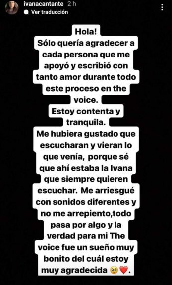 Ivana Riquelme eliminación The Voice