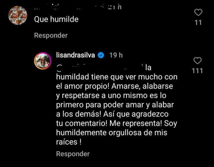 Lisandra Silva responde críticas seguidores Instagram