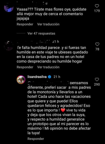 Lisandra Silva responde críticas Instagram