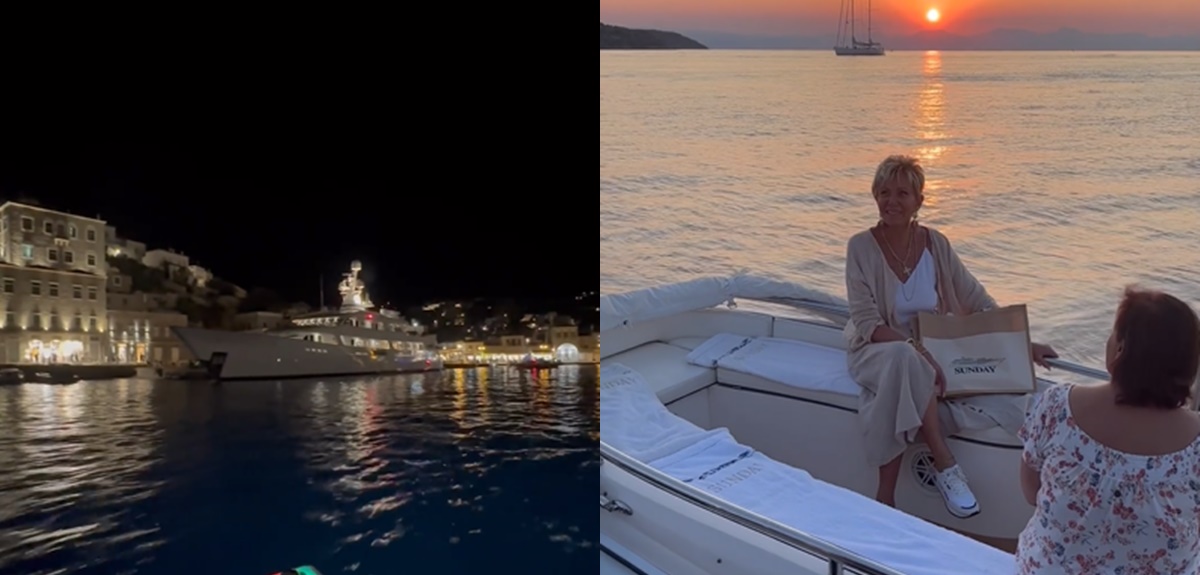 Raquel Argandoña mostró soñados paisajes de su viaje por las Islas Griegas: cenó en lujoso restorán