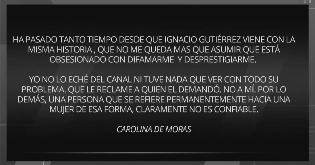 Carola de Moras se cansó y alzó la voz contra Nacho Gutiérrez: "Está obsesionado con difamarme"