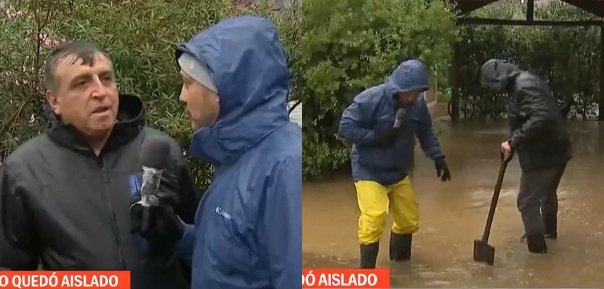 Iván Torres quedó aislado en Cajón del Maipo por intensas lluvias: su casa se inundó