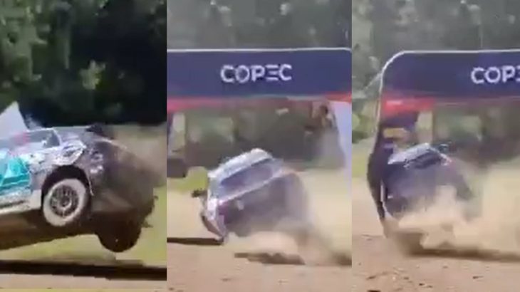 Captan impactante accidente de pilotos nacionales al llegar a meta del WRC de Chile