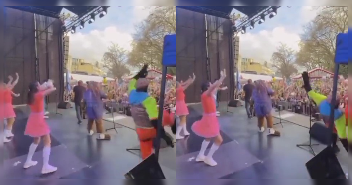 Gato Juanito no “cayó parado” y sufrió doloroso chascarro en plena presentación de Cachureos