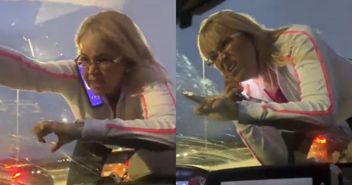 Captan en Argentina a mujer arriba de capot de un auto para amenazar a jóvenes: "Película de terror"