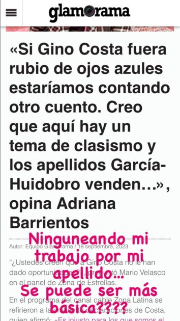 Fran García-Huidobro reaccionó severa a comentario de Adriana Barrientos sobre su apellido: "Básica"