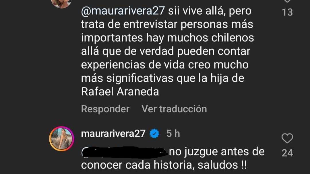 Maura Rivera cruce seguidora de Instagram