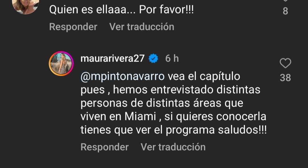 Maura Rivera responde usuaria Instagram