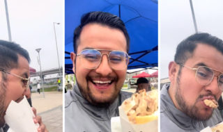 Mexicano prueba sándwich de potito