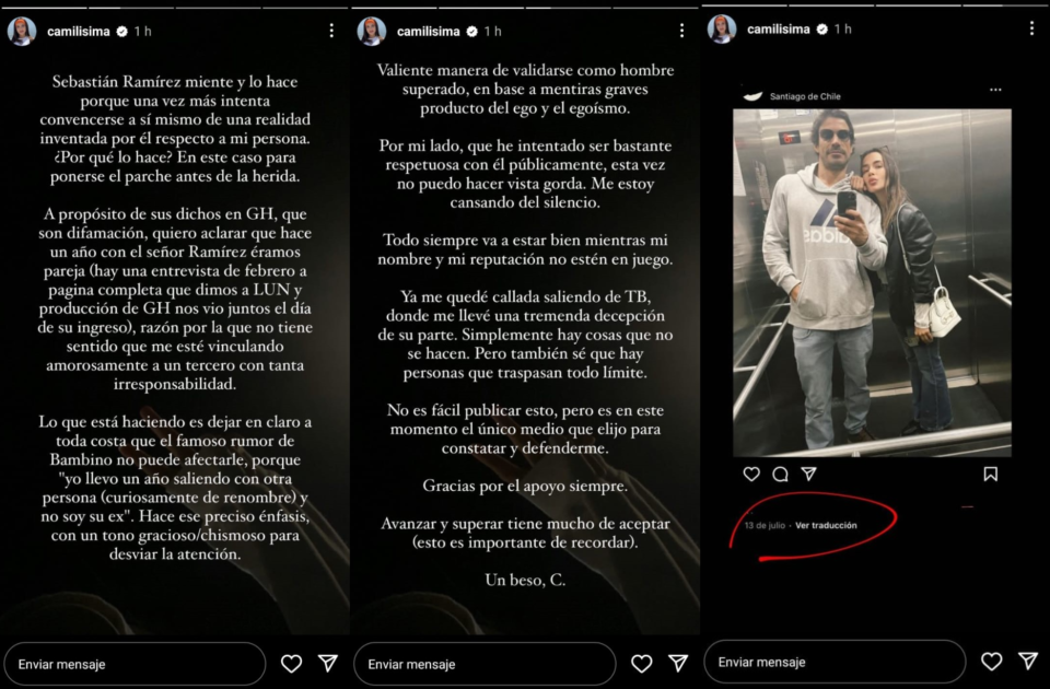 Camila Campos en picada contra Sebastián Ramírez por supuesta relación con Alexis Sánchez