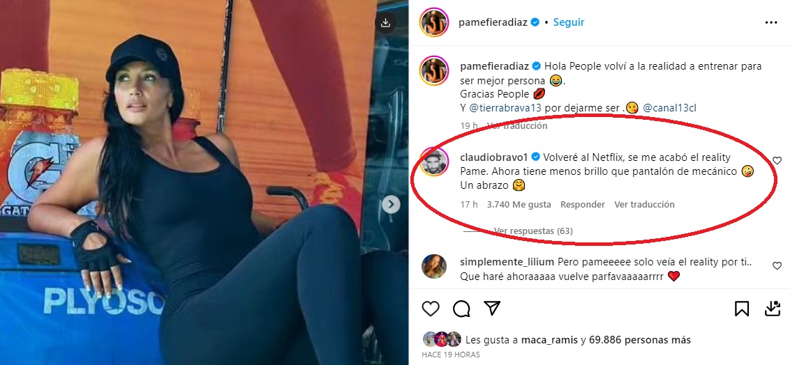 Claudio Bravo mensaje Pamela Díaz salida Tierra Brava