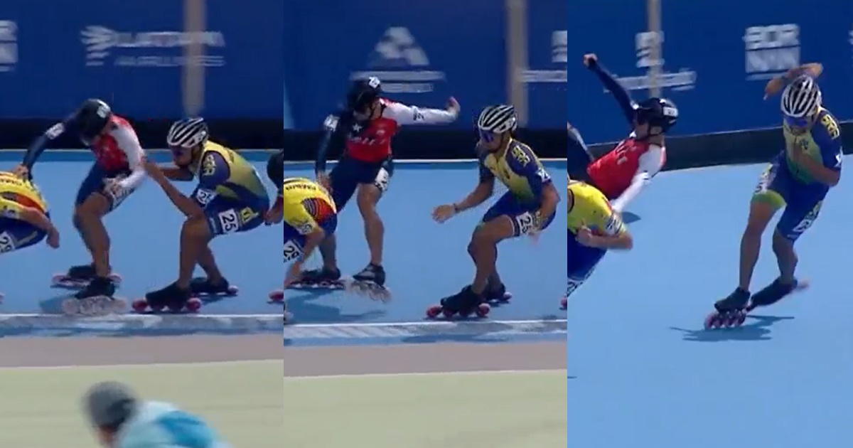 Emanuelle Silva sufre caída tras ser empujado en polémica final en Santiago 2023: igual ganó medalla