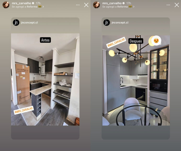 Michelle Carvalho mostró el antes y después tras remodelar su departamento: transformó la cocina