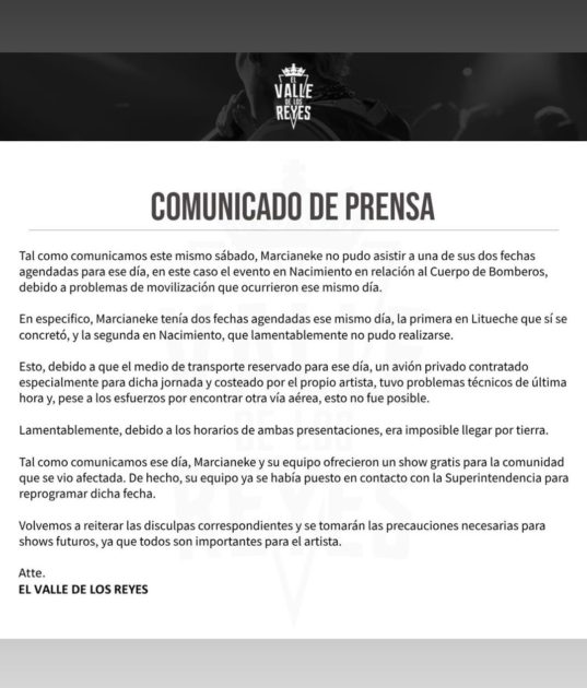 Respuesta equipo Marcianeke conflicto Bomberos