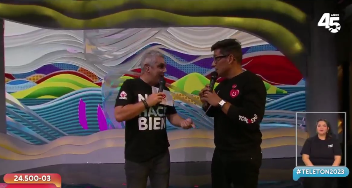 Viñuela vivió incómodo percance en Teletón 2023 y Rafael Araneda lo ayudó: "Tranquilo, no pasa nada"