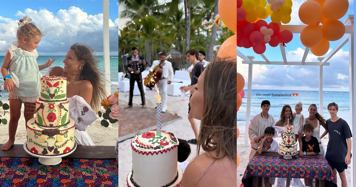Pampita celebró su cumpleaños a lo grande en resort de Riviera Maya: incluyó torta de tres pisos