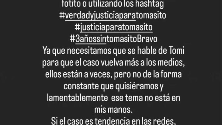 Madre de Tomás Bravo hizo especial petición a 3 años del hallazgo del cuerpo sin vida de su hijo