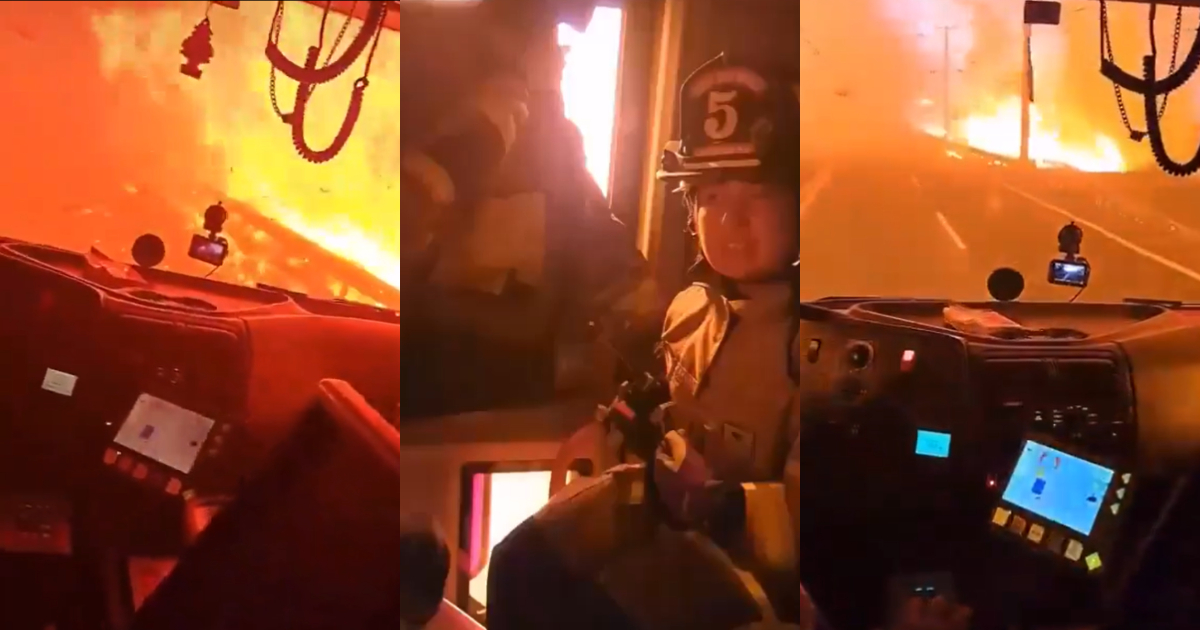 Estremecedor video muestra a bomberos intentando cruzar entre las llamas: “¡Hay gente atrapada en la micro!”