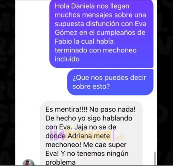 Daniela Castro aclaró supuesto "mechoneo" a Eva Gómez