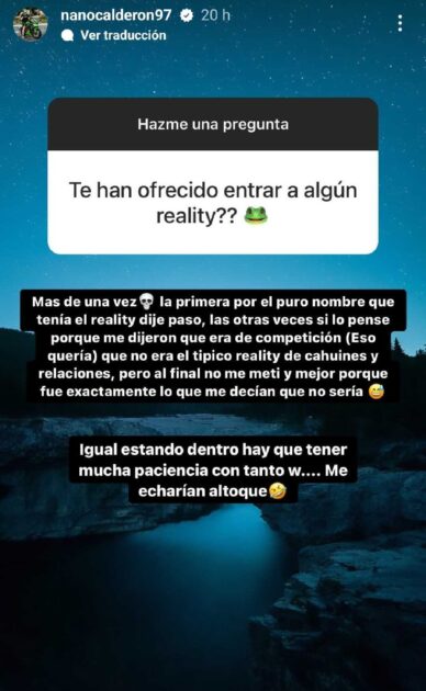 Nano Calderón recibió ofertas para entrar a un reality