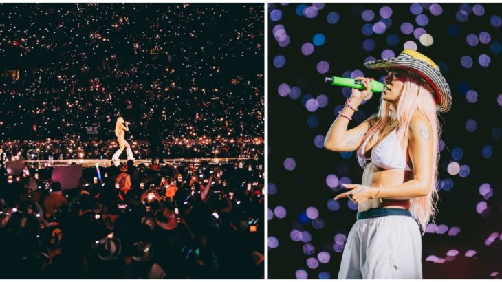 Karol G durante concierto en Estadio Nacional, Chile