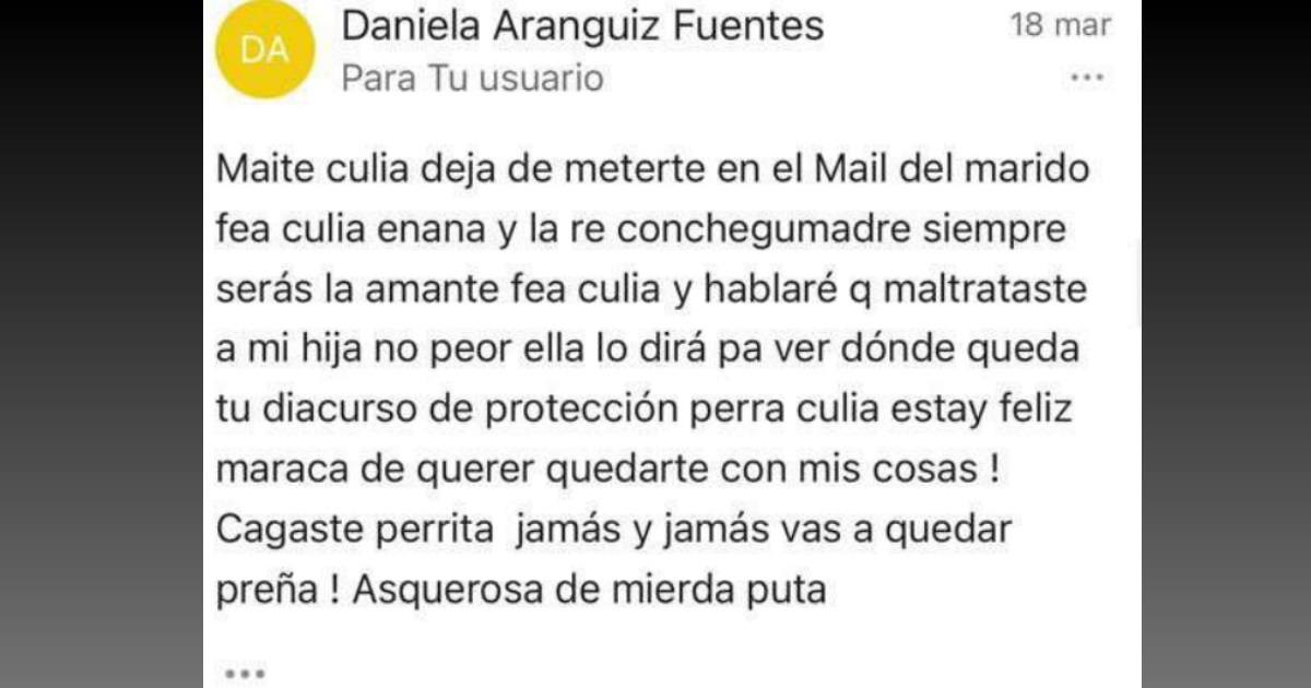 El amenazante correo de Daniela Aránguiz a Maite Orsini