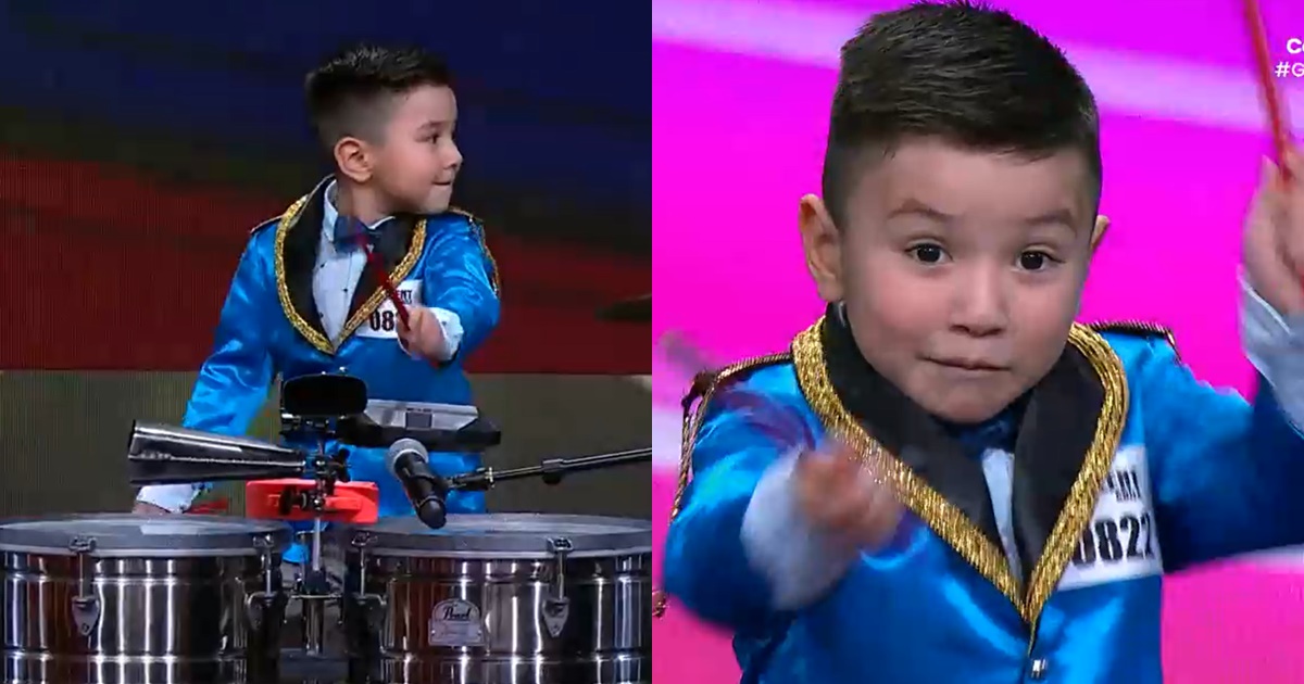 Llegó con su mamadera y arrasó: niño de 5 años impactó al tocar los timbales en Got Talent