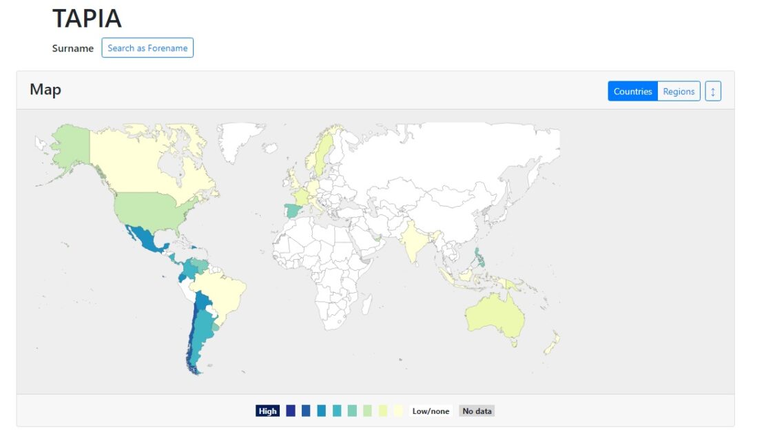 mapa de distribución de apellido
