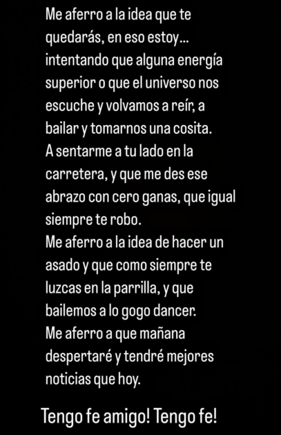 María José Quintanilla ruega por delicado estado de su amigo